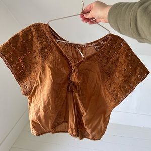Free people tie front top